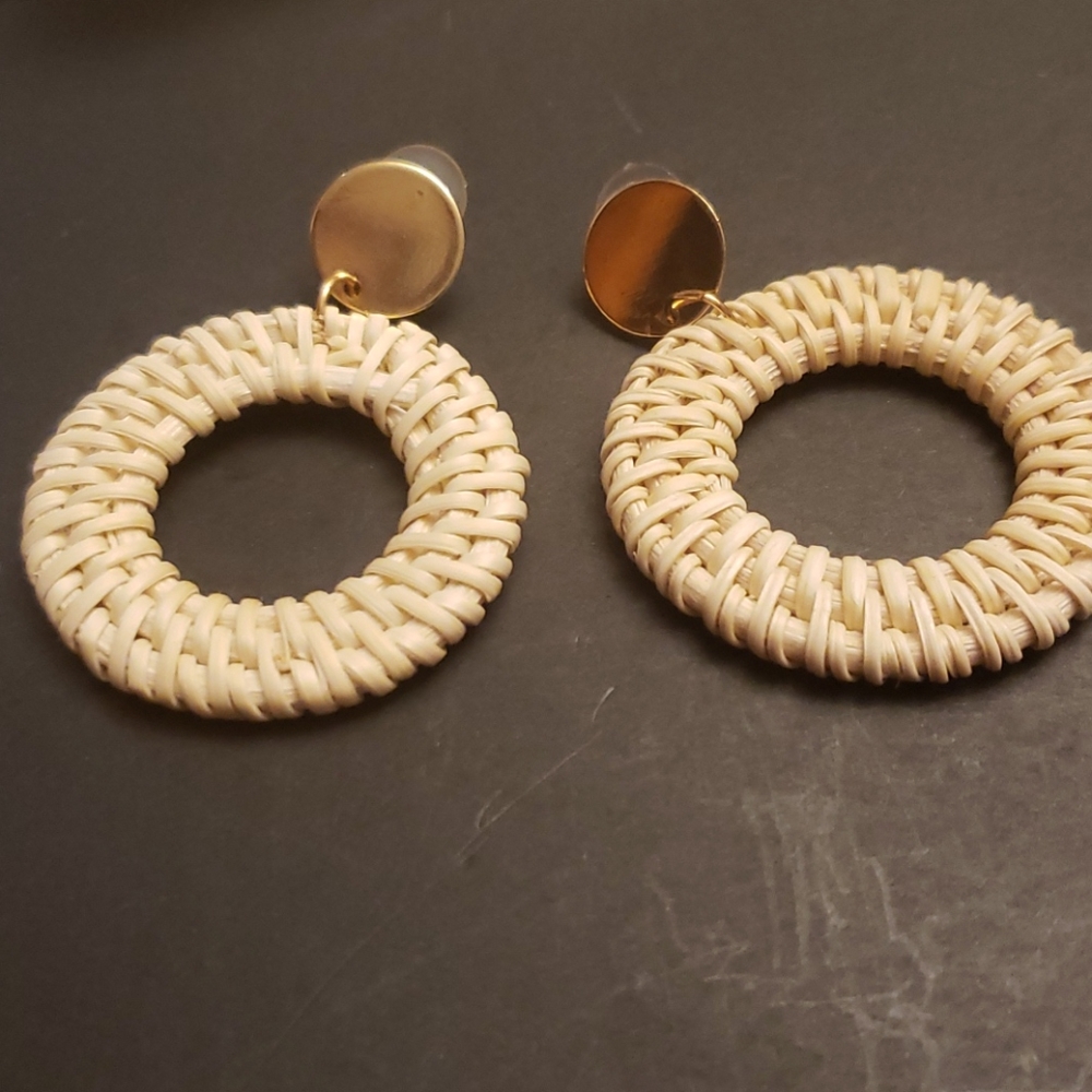 Nude Woven Resin Earrings